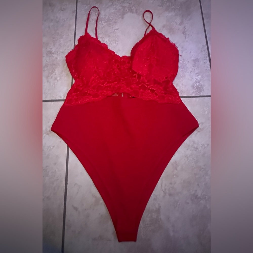 Sexy Red Lace Bodysuit